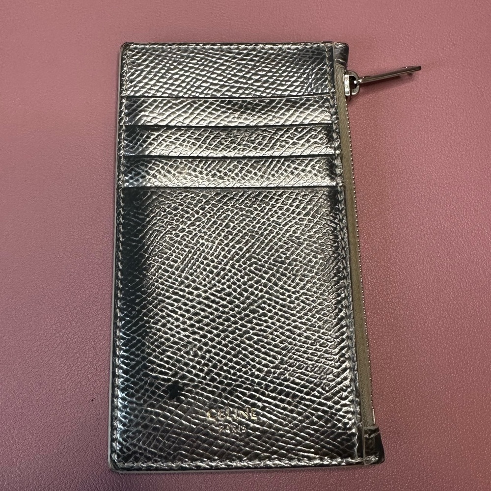 Celine Zipped Compact Card Holder - Calfskin Pebble